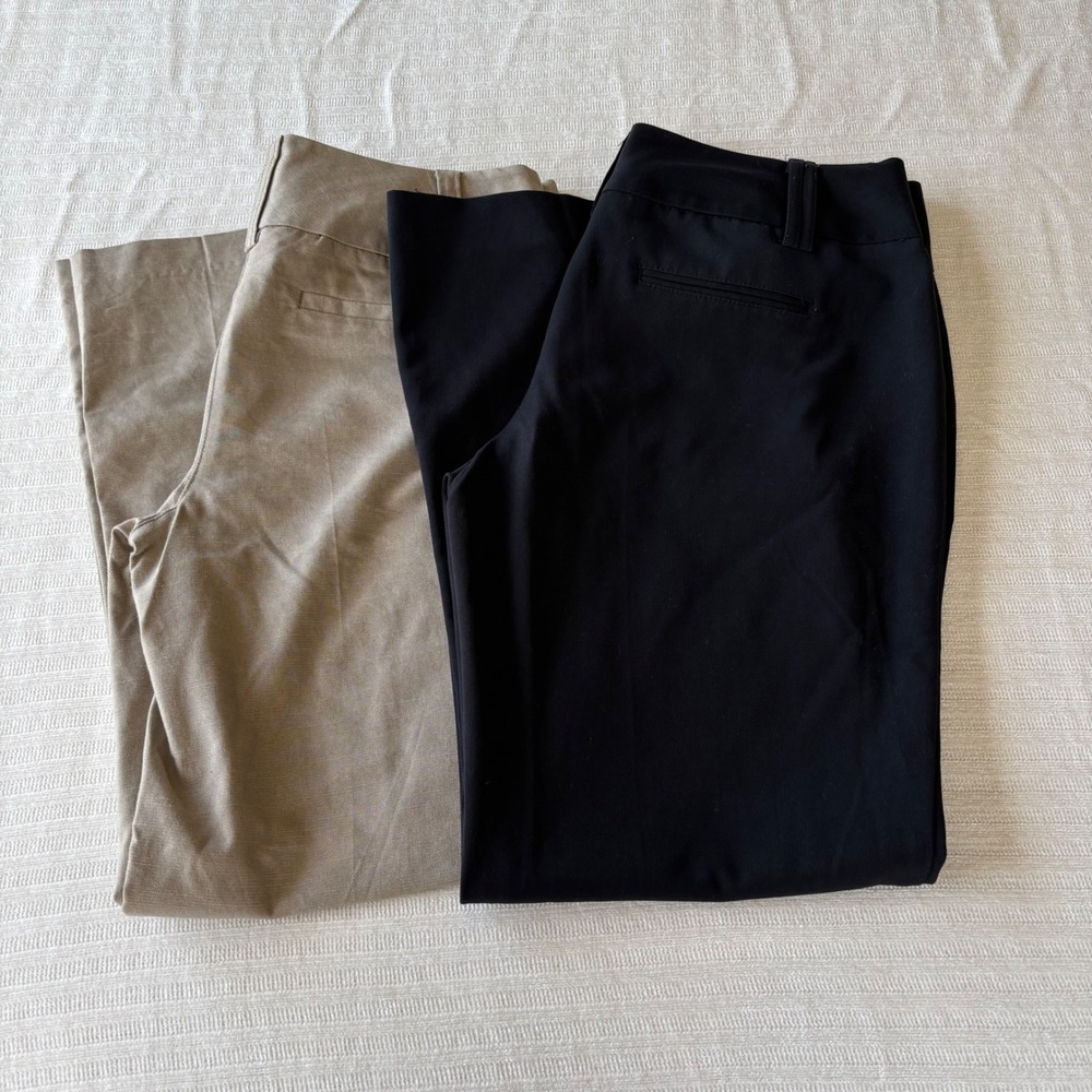 Maurices I Am Polished Flare Leg Dress Pants Bundle Black Tan 9/10 S 2 Pairs